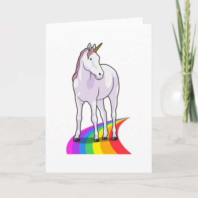 Carte Licorne avec arc-en-ciel (Devant)