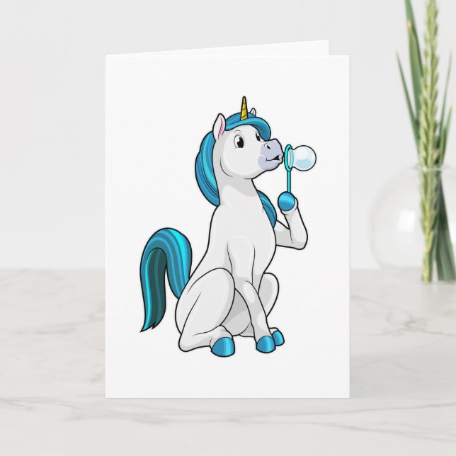 Carte Licorne avec bulles de savon (Devant)