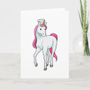 Carte Licorne comme cuisinier avec chapeau de chef