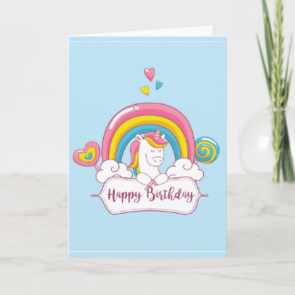 Carte Licorne de joyeux anniversaire