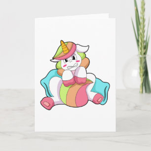 Carte Licorne Timide avec Oreiller