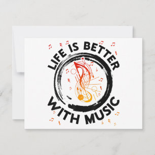Carte Life is Better With Music Notes Musicien Musique L