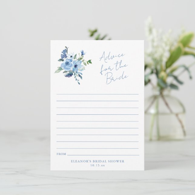 Carte Light Blue Floral Advice for the Bride Card (Debout devant)
