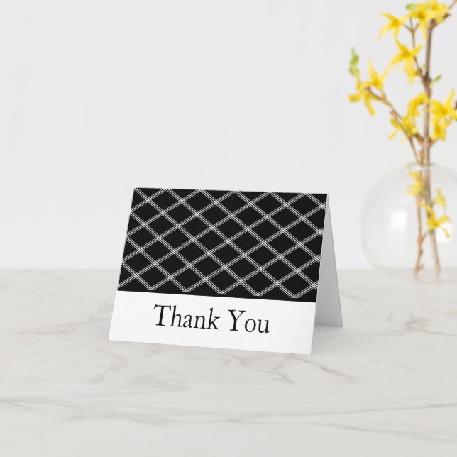Carte Ligne Art déco noir et blanc Merci Diamants Art dé (Fleur jaune)
