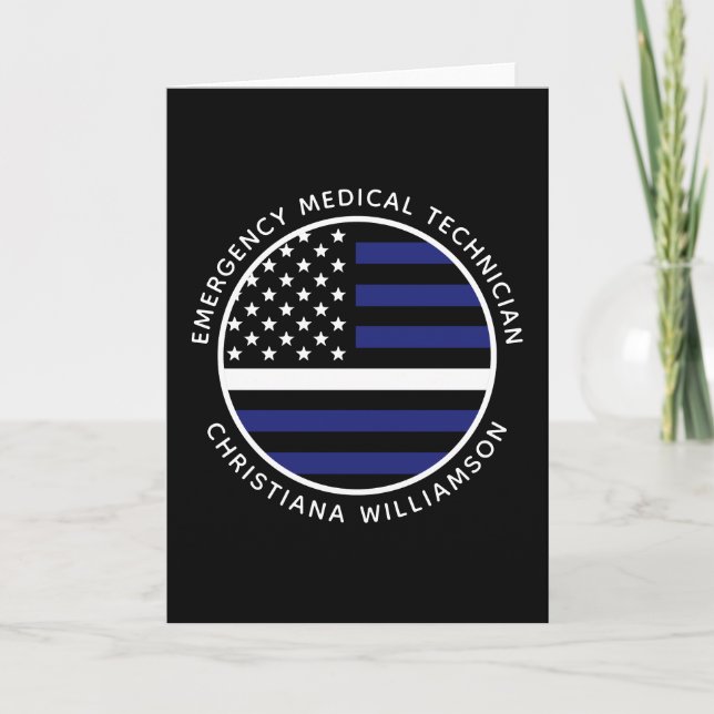 Carte Ligne blanche mince personnalisée USA Drapeau EMS  (Devant)