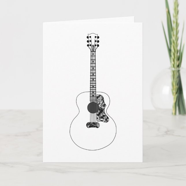 Carte Ligne monochrome dessin Guitare acoustique Musique (Devant)
