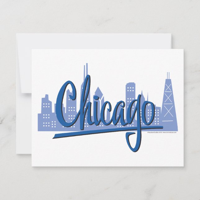 Carte Ligne Skyline de Chicago Windy City (Devant)