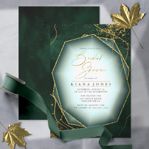 Carte Lignes or fin Fête des mariées Abstraite Vert ID86