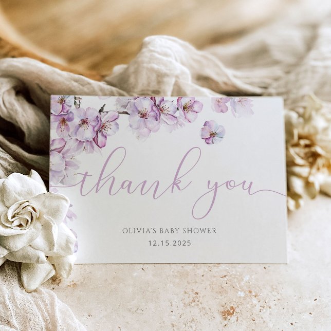 Carte Lilac bébé en fleur cerisier fleurs merci (Créateur téléchargé)