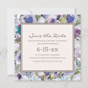 Carte Lilac Dusty Blue Boho Floral Mariage Date de sauve