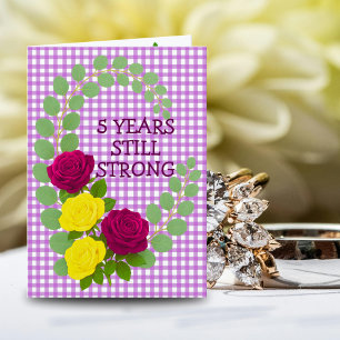 Carte Lilac En vichy Floral 5e anniversaire Couple cadea