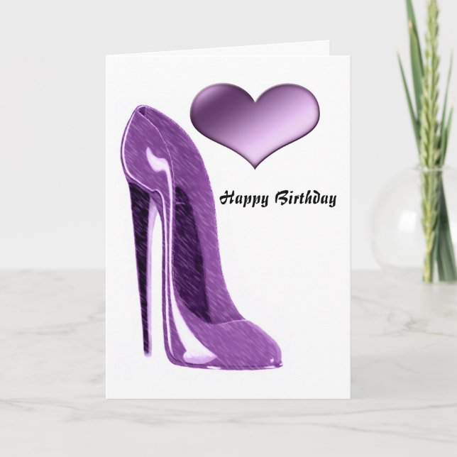 Carte Lilac Stiletto High Heel Shoe and Heart (Devant)
