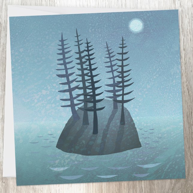 Carte L'île dans l'Ocean Art Card (Island in the ocean contemporary art nautical greetings card)