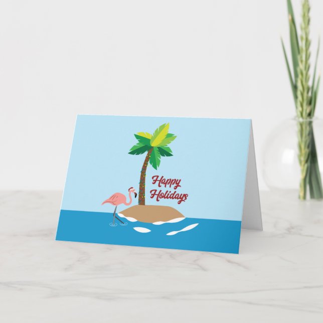 Carte L'île tropicale de Noël avec Flamant rose (Devant)