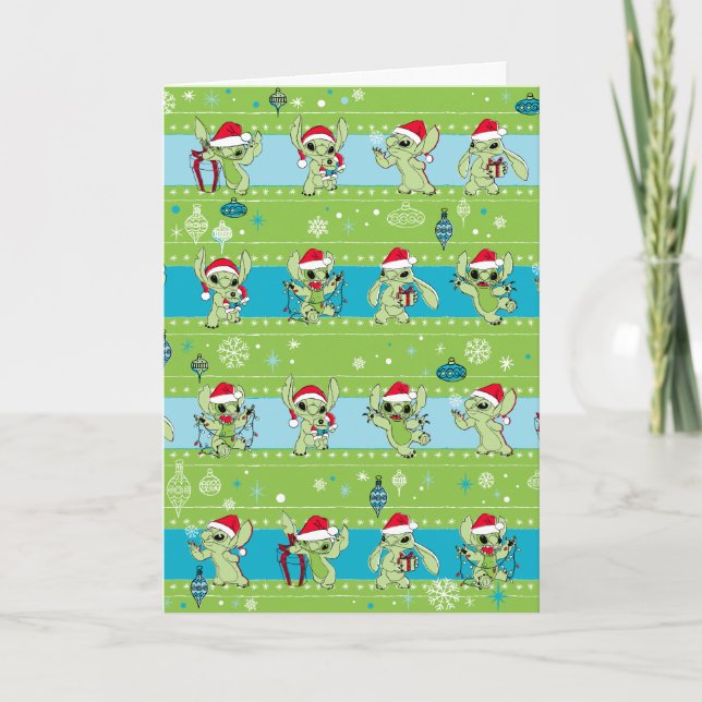 Carte Lilo et Stitch | Stitch Green Holiday Motif (Devant)