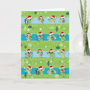 Carte Lilo et Stitch   Stitch Green Holiday Motif