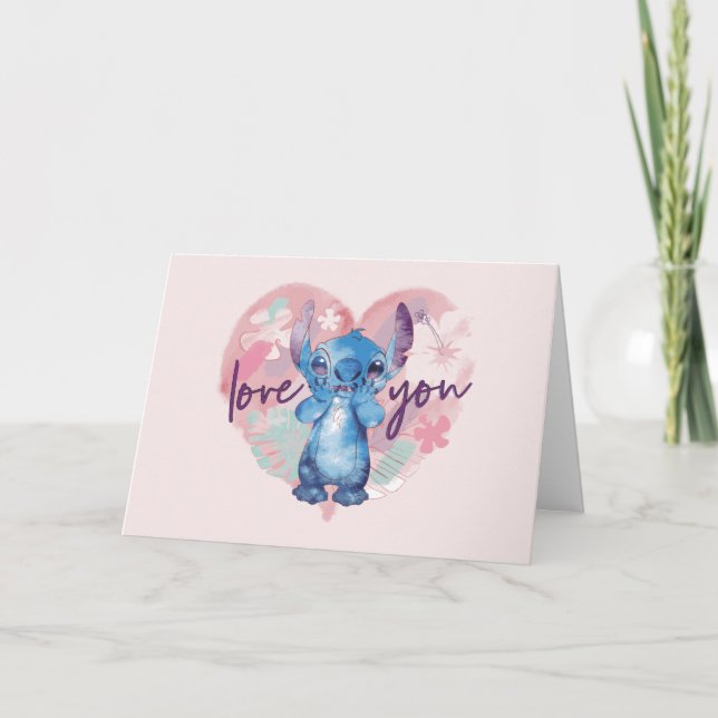 Carte Lilo & Stitch | Stitch cœur de la Saint-Valentin à (Devant)