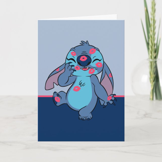 Carte Lilo & Stitch | Stitch Couvert de Bisous (Devant)