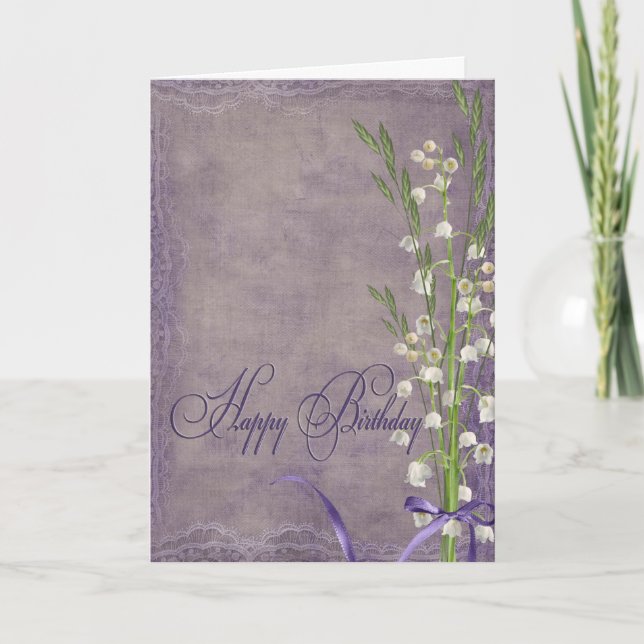 Carte Lily De La Vallée Bouquet Anniversaire (Devant)