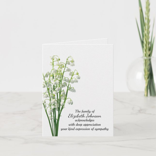 Carte Lily de la Vallée Merci de sympathie de la famille (Devant)