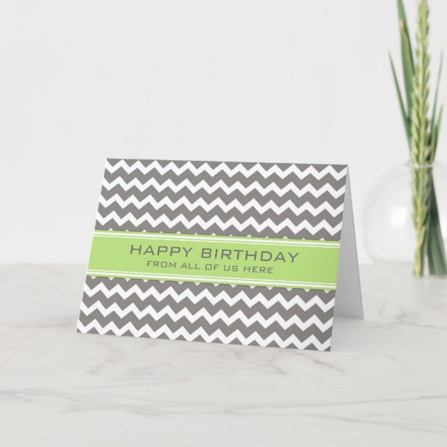 Carte Lime Grey Chevron Entreprise Du Groupe Anniversair (Devant)