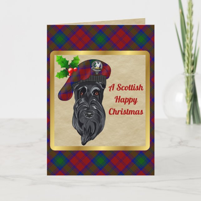Carte Lindsay Clan Badge & Tartan - Noël personnalisé (Devant)