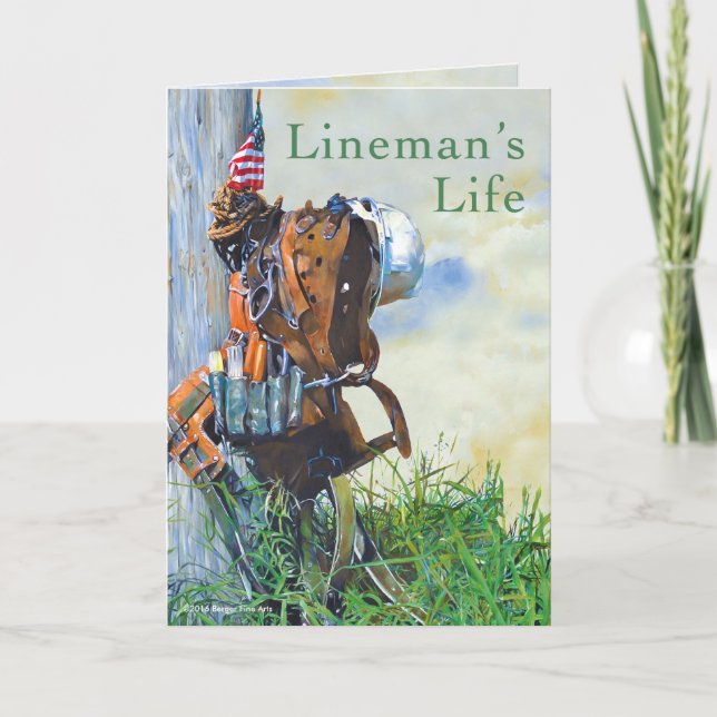 Carte Lineman's Life Peinture et poème originaux (Devant)