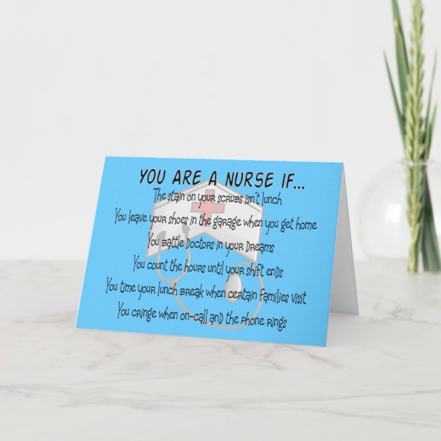 Carte L'infirmière dit : "Vous êtes une infirmière SI" (Devant)