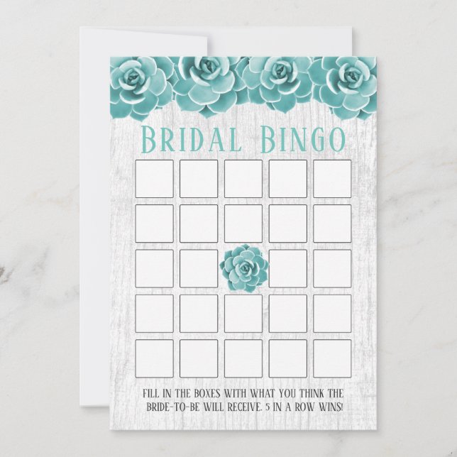 Carte Lingo de mariage floral succulent rustique (Devant)