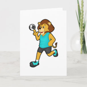 Carte Lion à joueur de handball avec ballon de handball