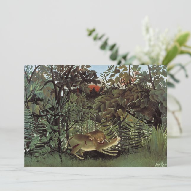 Carte Lion affamé par Henri Rousseau, animal sauvage Vin (Debout devant)