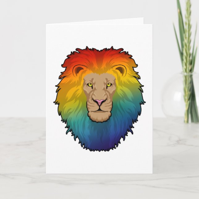 Carte Lion aux couleurs arc-en-ciel (Devant)