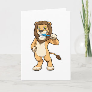 Carte Lion avec brosse à dents