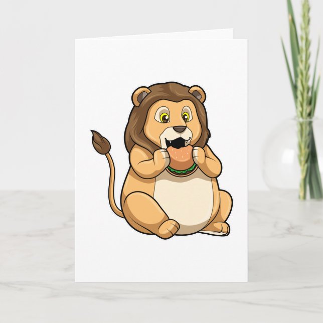 Carte Lion avec hamburger (Devant)