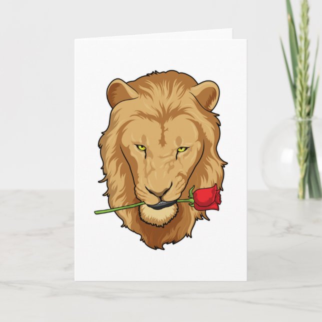 Carte Lion avec Rose (Devant)