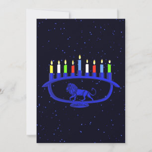 Carte Lion bleu Menorah