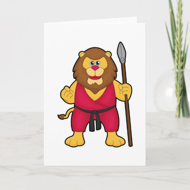 Carte Lion comme guerrier avec Spear (Devant)