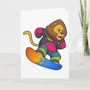 Carte Lion en Snowboard avec Snowboard