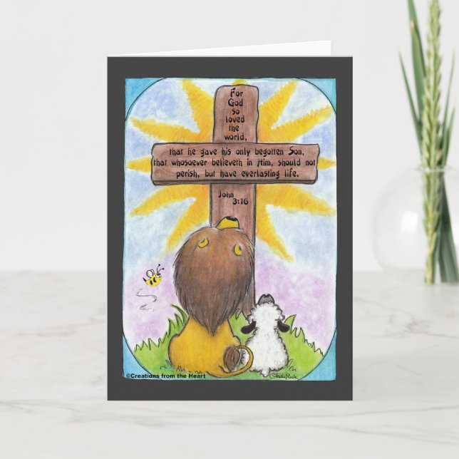 Carte Lion et agneau à la croix (Devant)