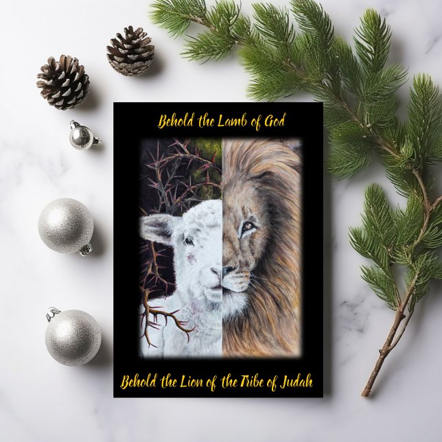 Carte Lion et agneau avec papier feuille or (Créateur téléchargé)