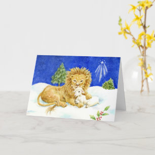 Carte Lion et agneau de Noël