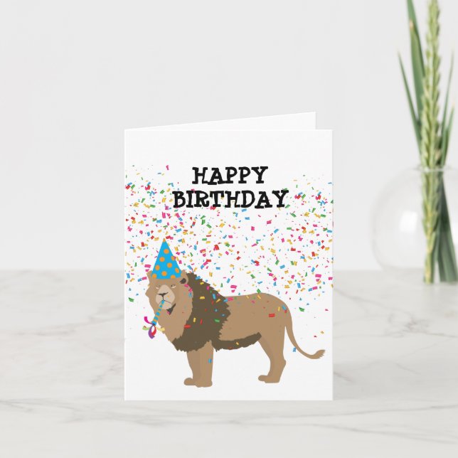Carte Lion Jungle Fête Animaux Fête Anniversaire (Devant)