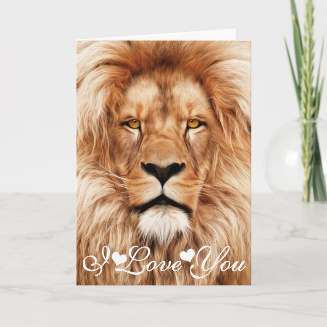 Carte Lion Le Roi Photo Peinture Je T'Aime (Devant)