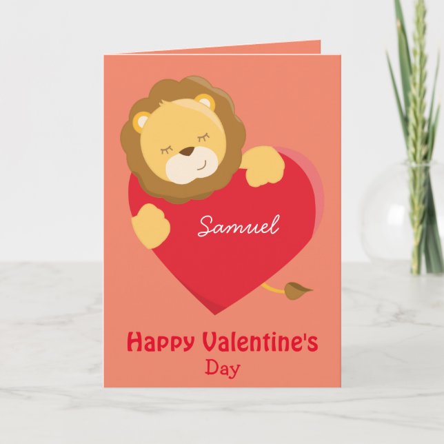 Carte Lion mignon pour votre fils à la Saint Valentin (Devant)