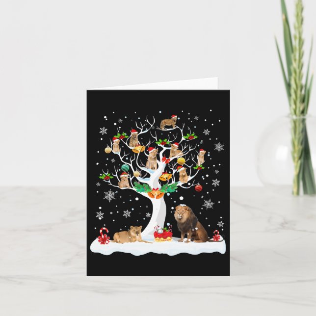 Carte Lion Noël Noël Noël Arbre Amoureux des chiens Homm (Devant)