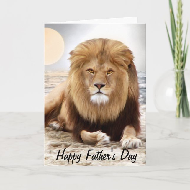 Carte Lion Ocean Photo Paint Happy Fête des pères (Devant)