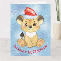 Lion personnalisé 1er Noël Baby Boy Blue