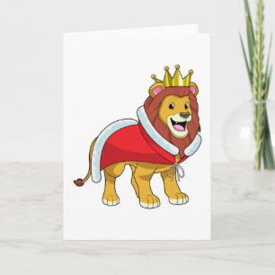 Carte Lion roi avec Couronne & Cap