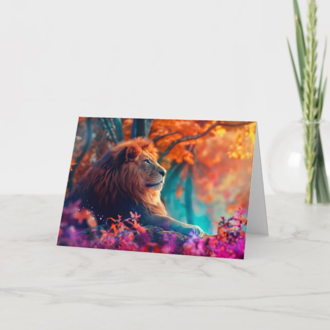 Carte Lion royal dans la conception forestière enchantée (Devant)