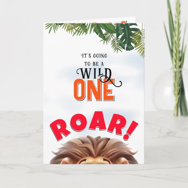 Carte Lion Safari Wild One Enfants Premier anniversaire (Devant)